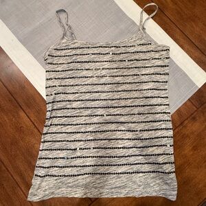 LOFT Gray and Black Sequin Camisole